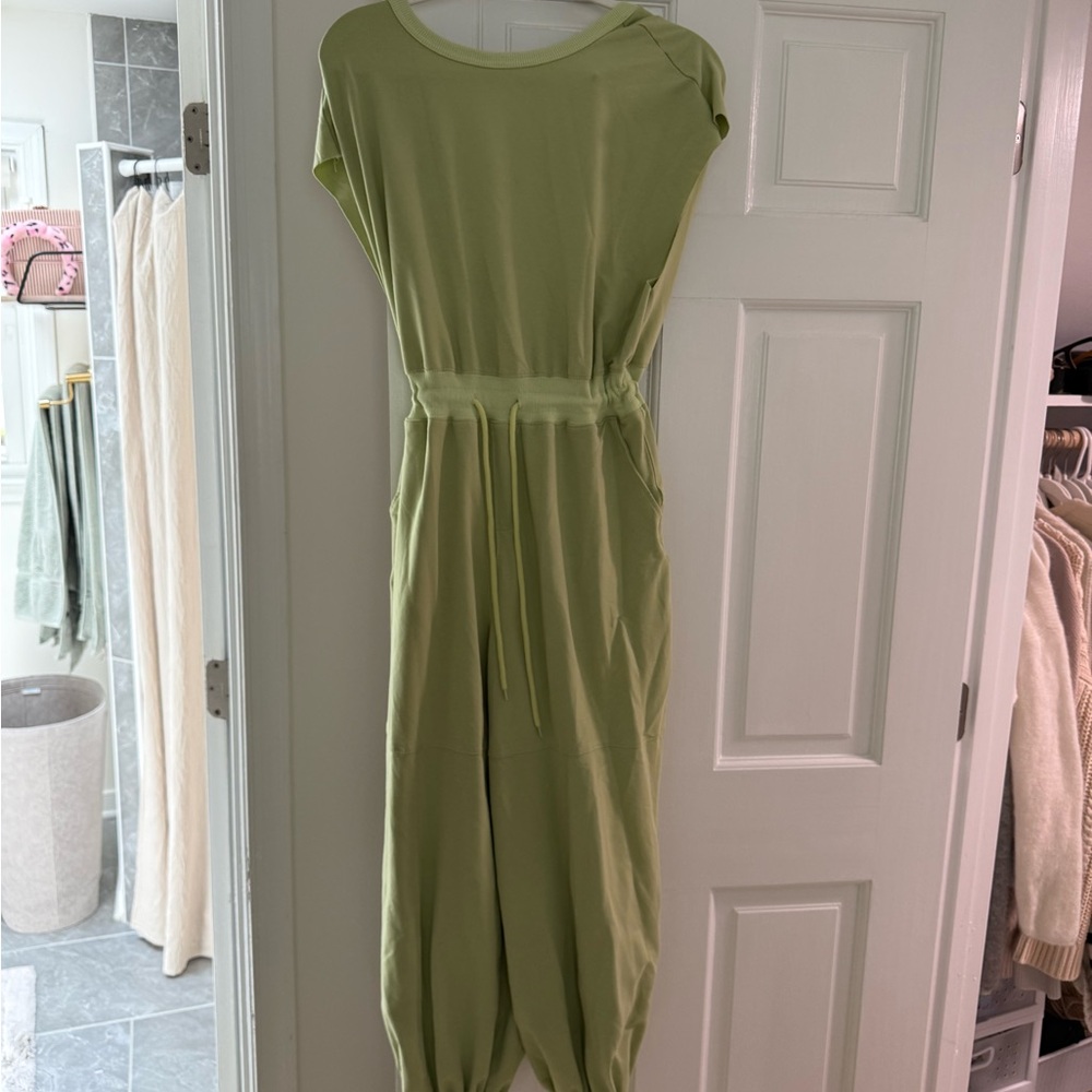 Green Jumpsuit with Cinched Waist